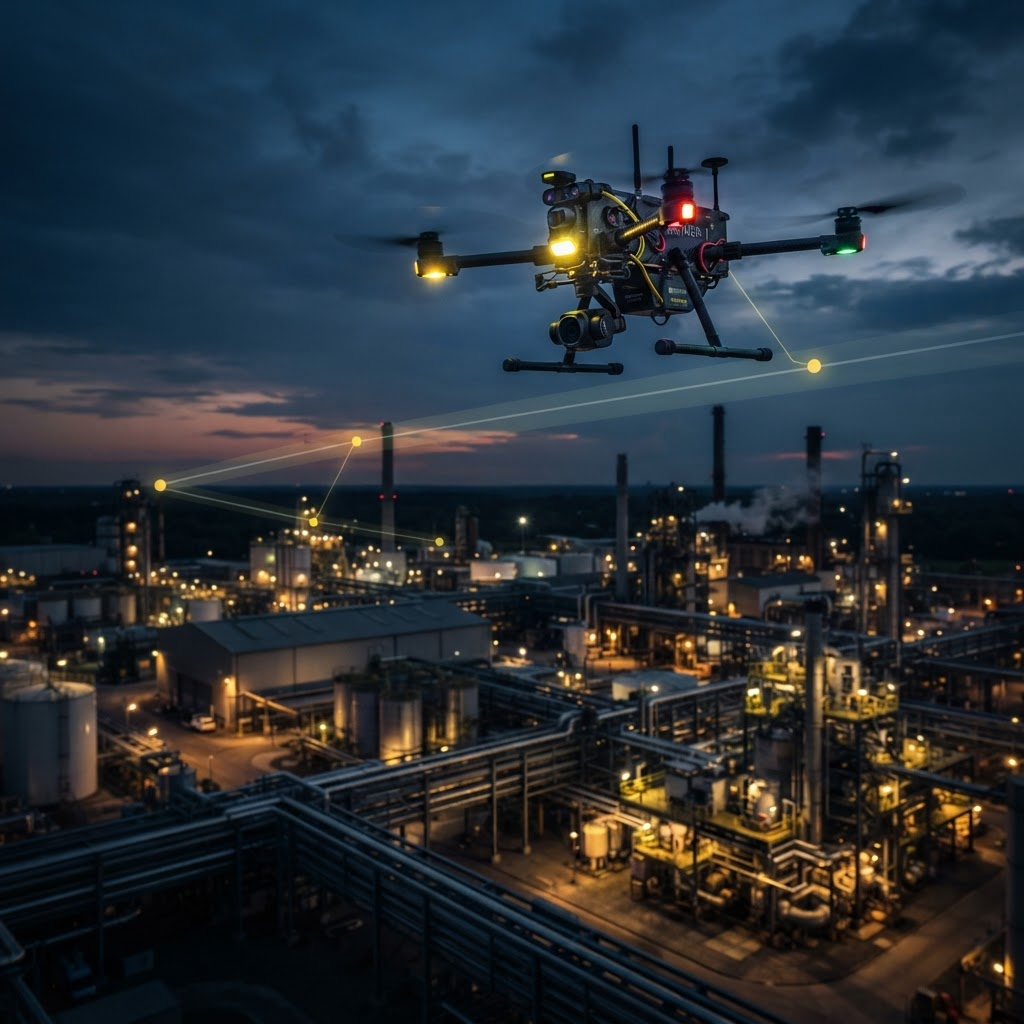 Drone autônomo de reconhecimento da Visona.Tech em missão